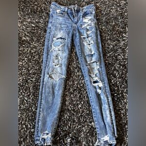 American Eagle Outfitters Ripped Light Blue Skinny Jeans